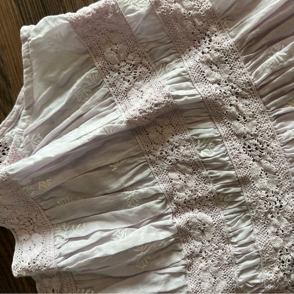 Free people lilac lace top beautiful fleurs boho peplum top - Picture 6 of 6